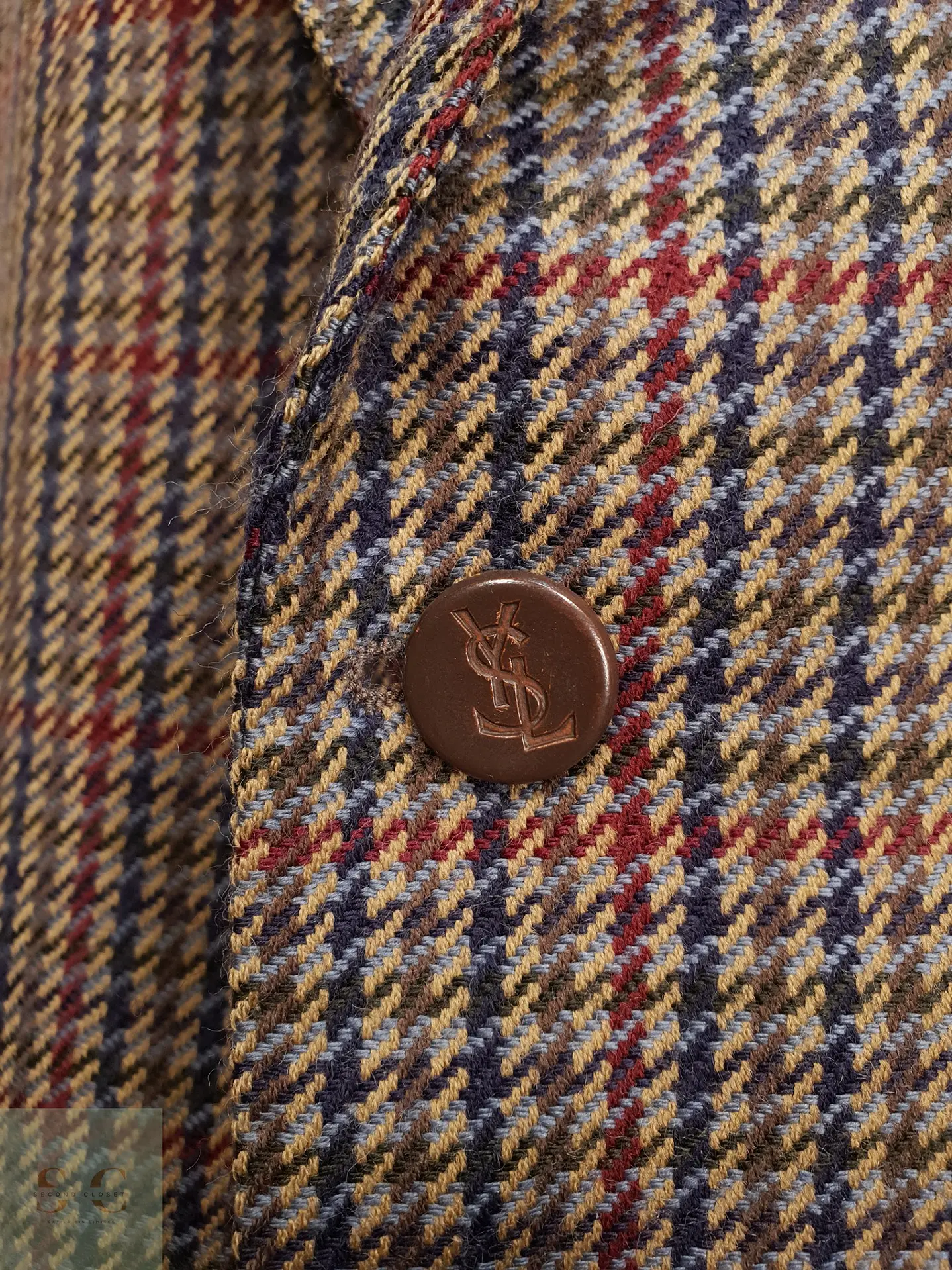 Blazer Sastrense en Paño de Lana Virgen con Micro Patrón Multitonal Yves Saint Laurent Talla LXL 6
