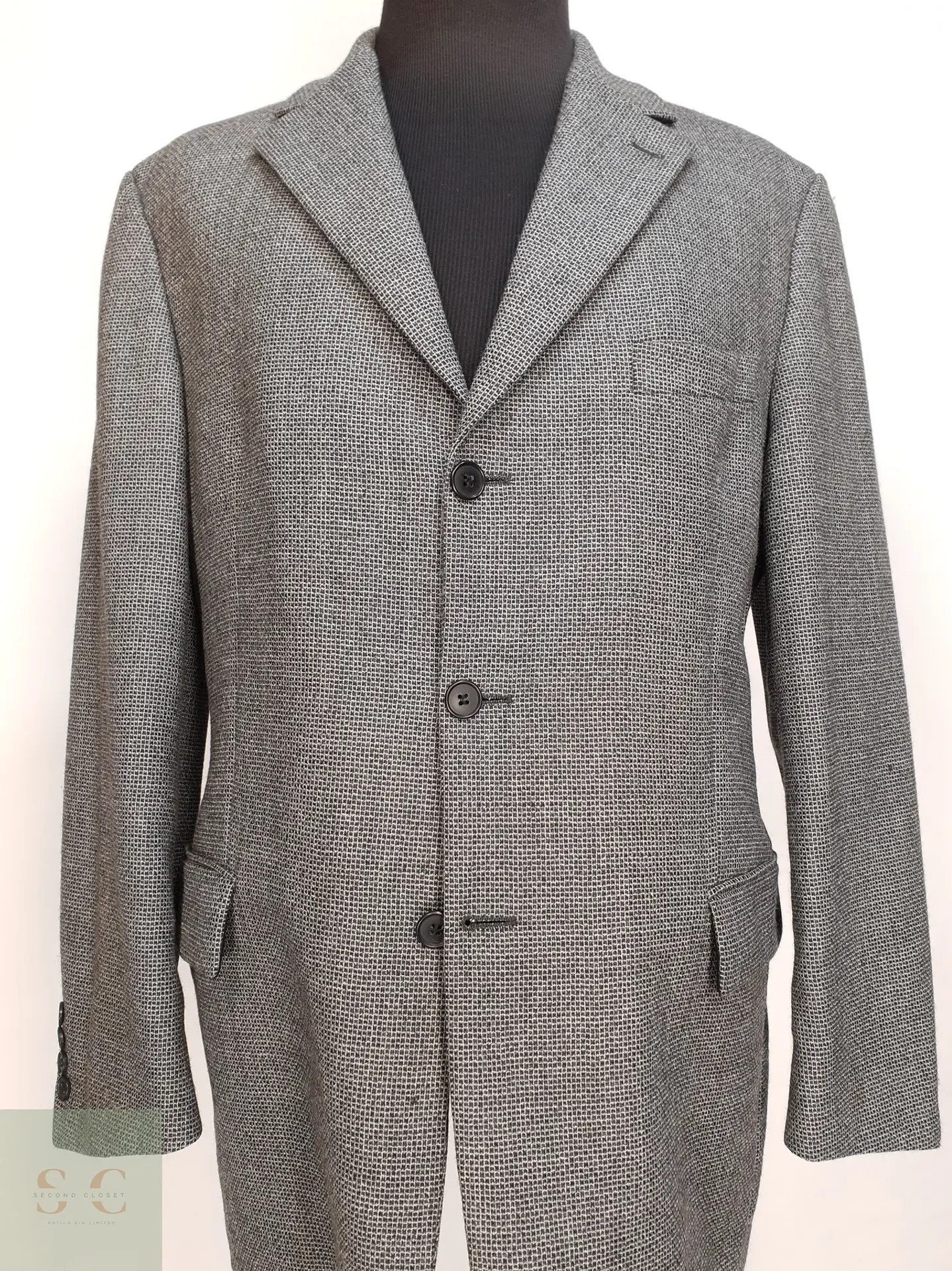Blazer de Paño Micropatrón en Lana Virgen Canda Talla L 3
