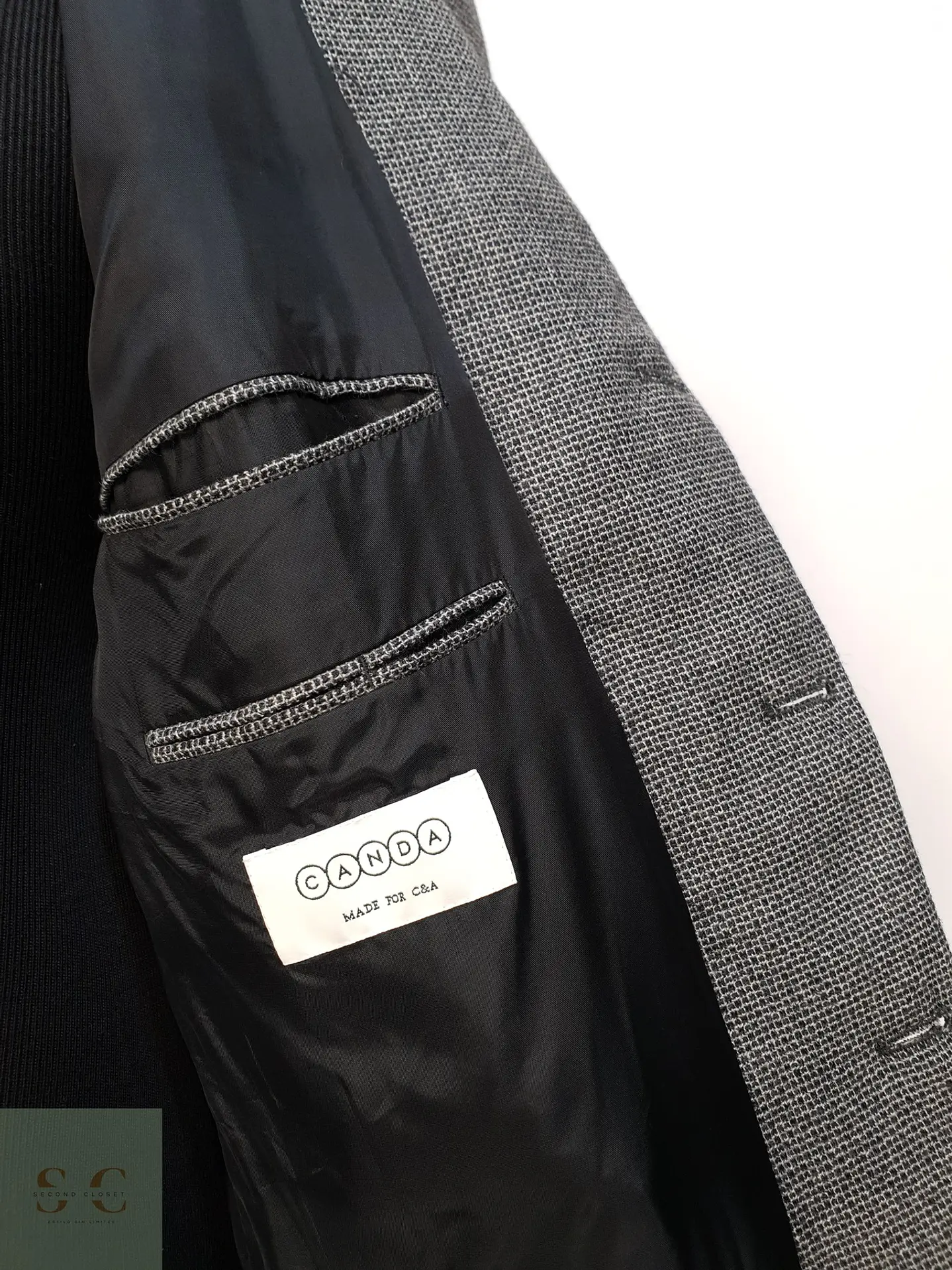 Blazer de Paño Micropatrón en Lana Virgen Canda Talla L 6