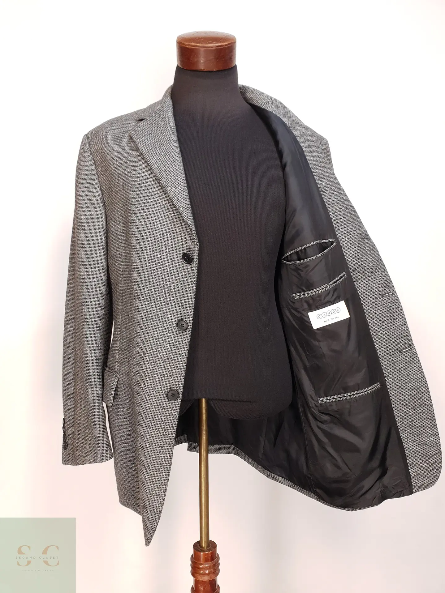 Blazer de Paño Micropatrón en Lana Virgen Canda Talla L 8