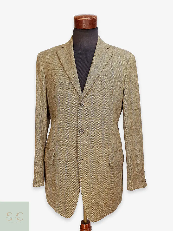 Blazer Sartorial en Paño Espiga de Lana con Sobrecuadro Westbury Talla L 1