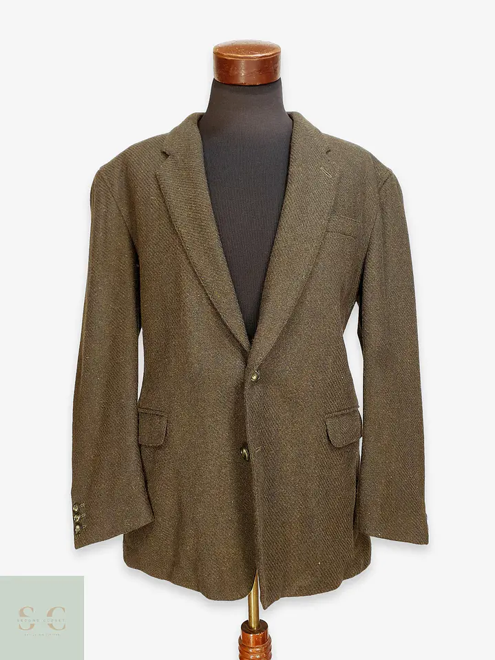 Blazer Clásico en Paño Espigado Verde Militar C&A Talla XL 1