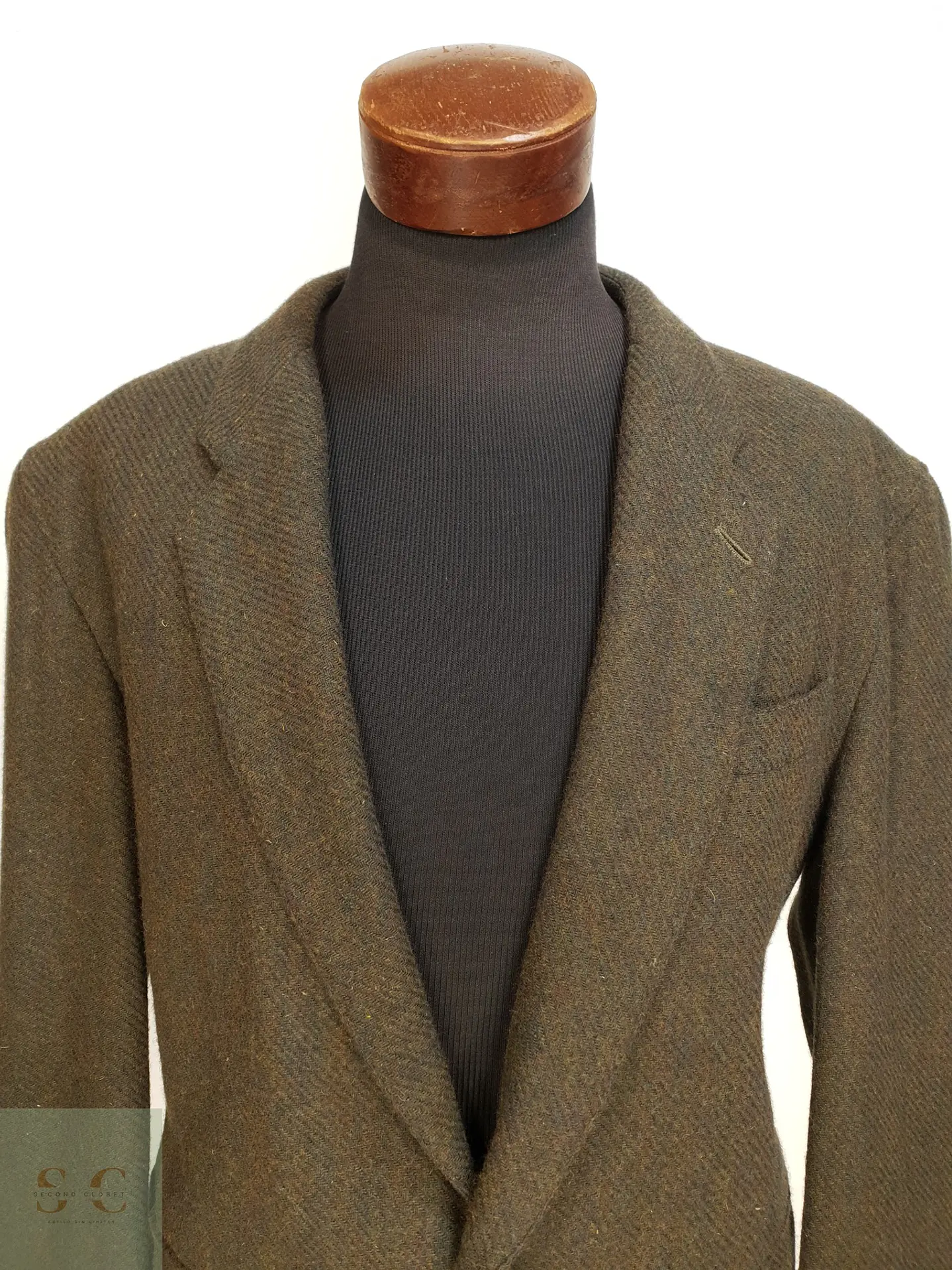 Blazer Clásico en Paño Espigado Verde Militar C&A Talla XL 4