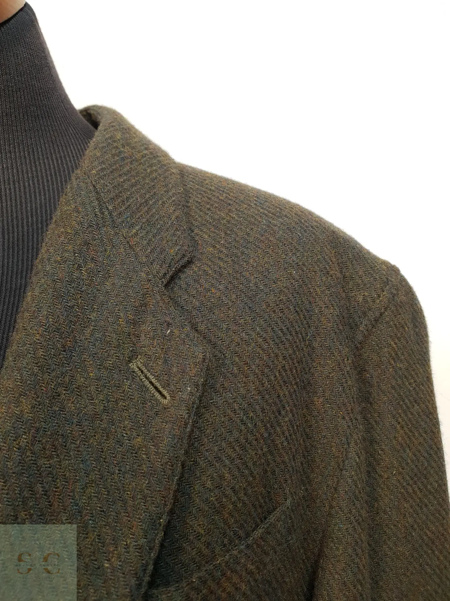 Blazer Clásico en Paño Espigado Verde Militar C&A Talla XL 5