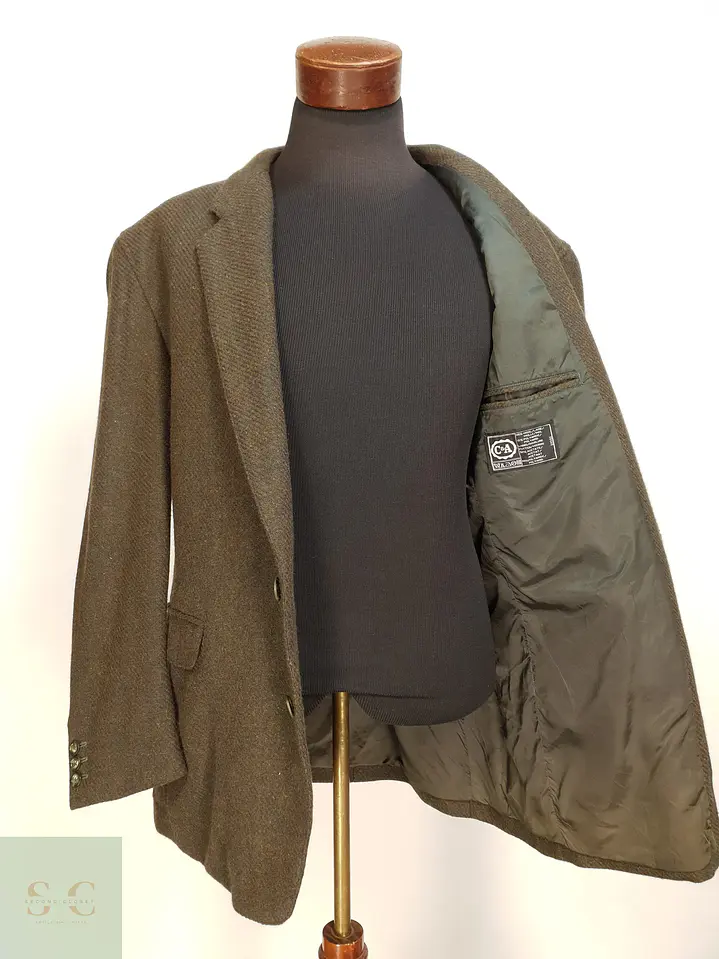 Blazer Clásico en Paño Espigado Verde Militar C&A Talla XL 7