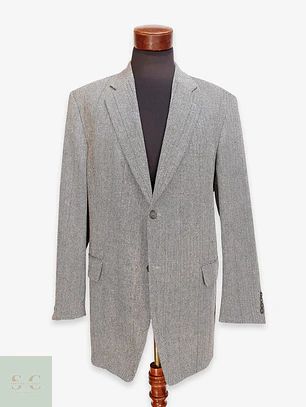 Blazer en Espiga de Lana de Cordero con Finas Rayas Lanificio di Pray Talla LXL