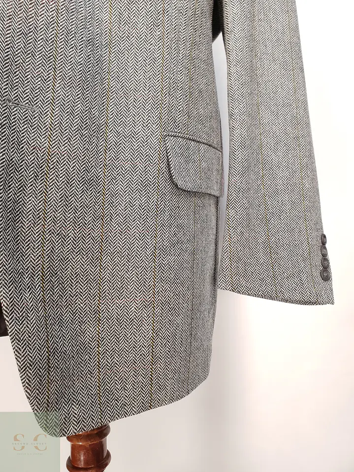 Blazer en Espiga de Lana de Cordero con Finas Rayas Lanificio di Pray Talla LXL 2