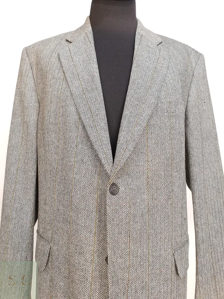 Blazer en Espiga de Lana de Cordero con Finas Rayas Lanificio di Pray Talla LXL 3