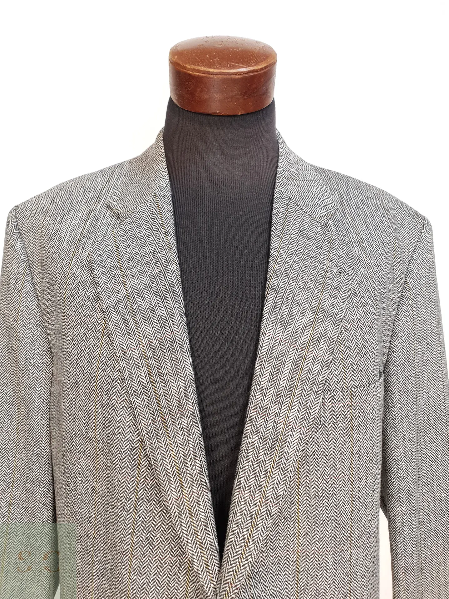 Blazer en Espiga de Lana de Cordero con Finas Rayas Lanificio di Pray Talla LXL 4