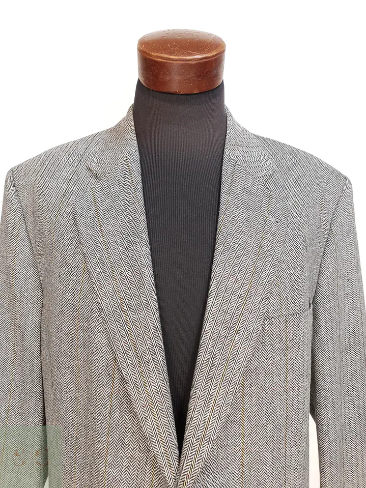 Blazer en Espiga de Lana de Cordero con Finas Rayas Lanificio di Pray Talla LXL 4