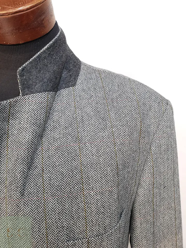 Blazer en Espiga de Lana de Cordero con Finas Rayas Lanificio di Pray Talla LXL 5