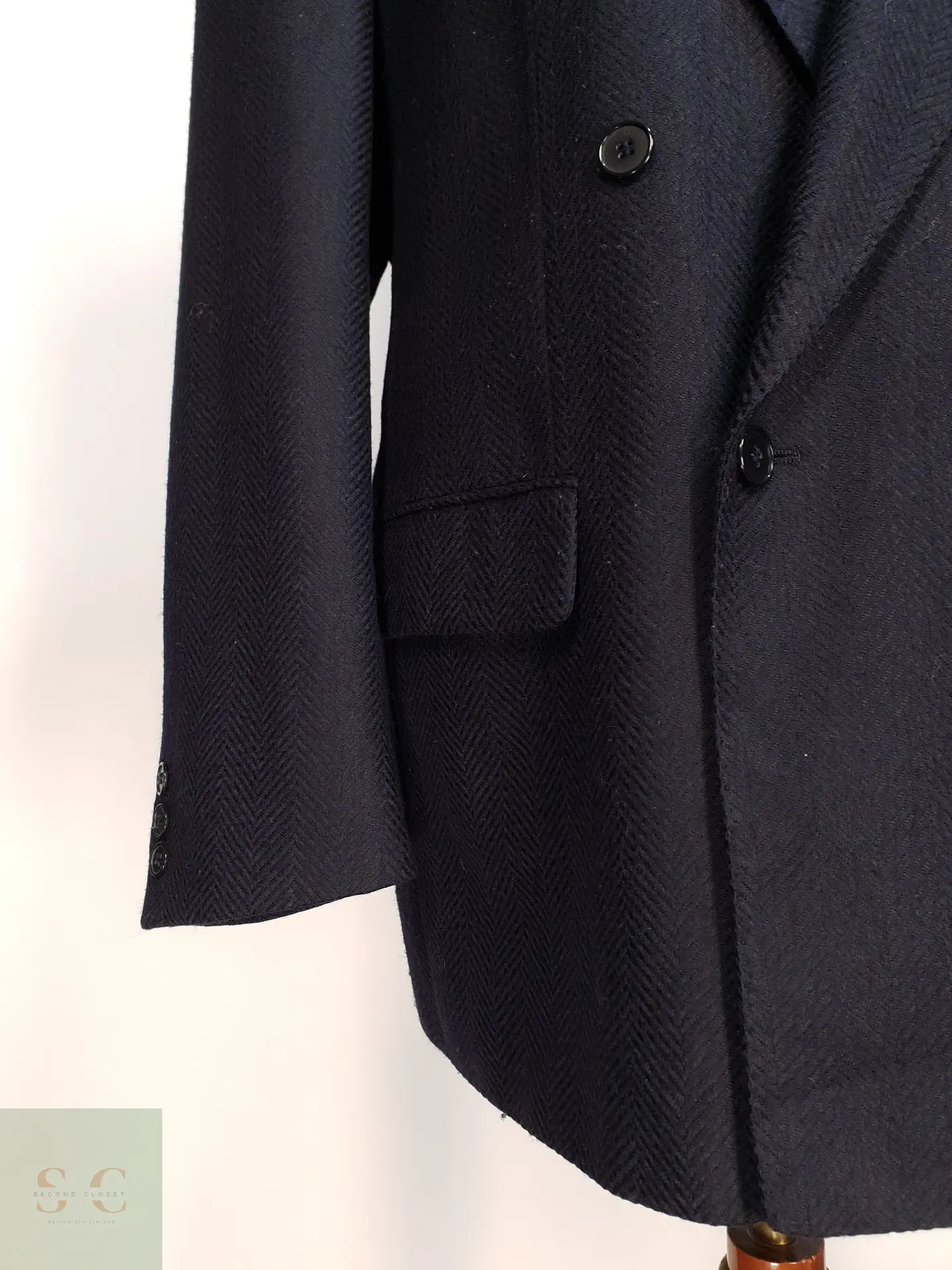 Blazer Cruzado en Paño Espiga Azul Marino Roy Robson Talla LXL 2