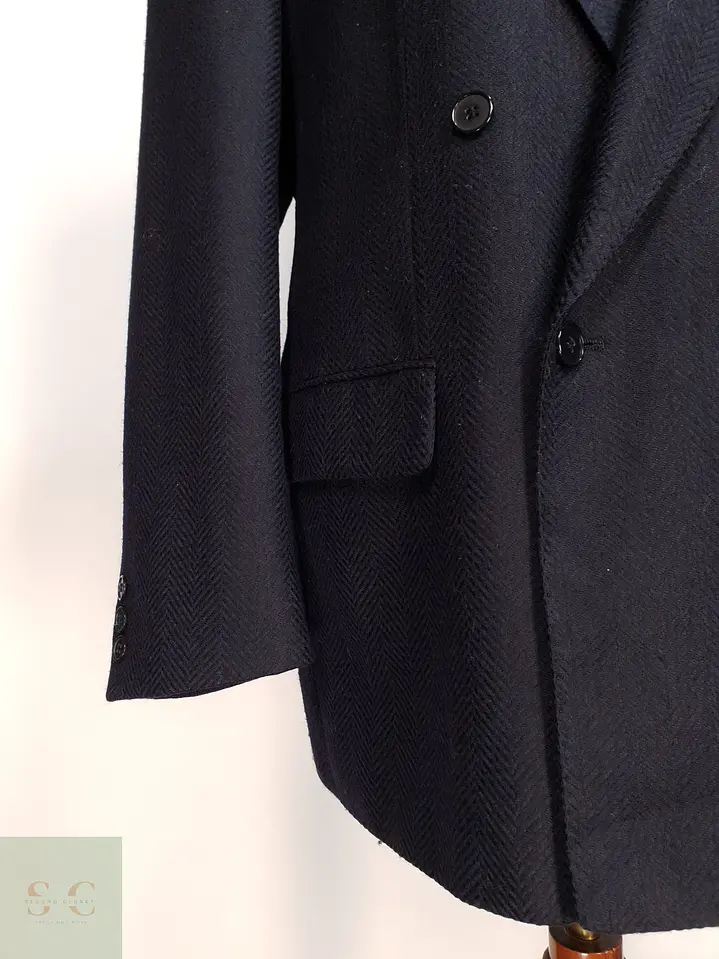 Blazer Cruzado en Paño Espiga Azul Marino Roy Robson Talla LXL 2