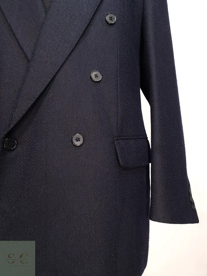 Blazer Cruzado en Paño Espiga Azul Marino Roy Robson Talla LXL 3