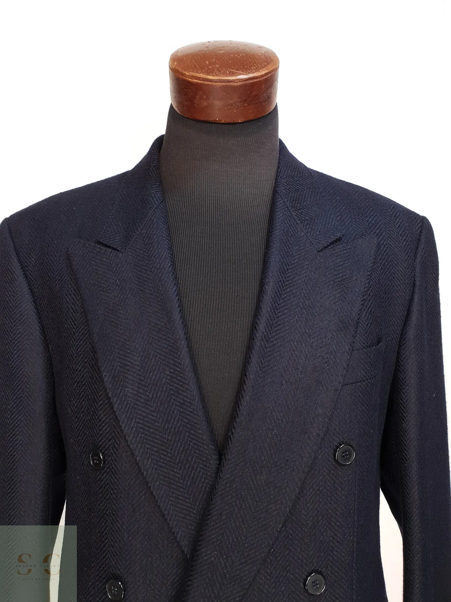 Blazer Cruzado en Paño Espiga Azul Marino Roy Robson Talla LXL 4