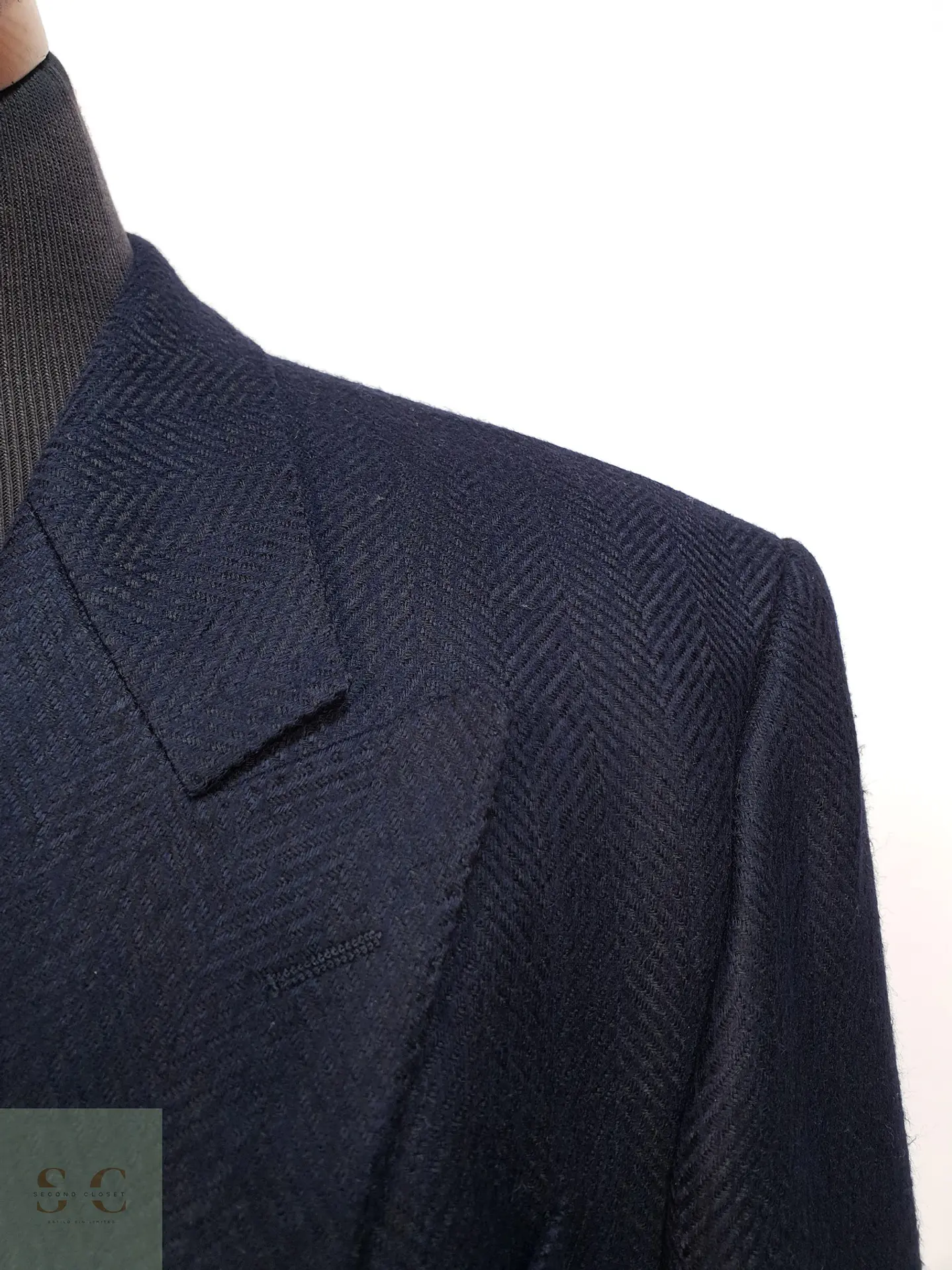 Blazer Cruzado en Paño Espiga Azul Marino Roy Robson Talla LXL 5