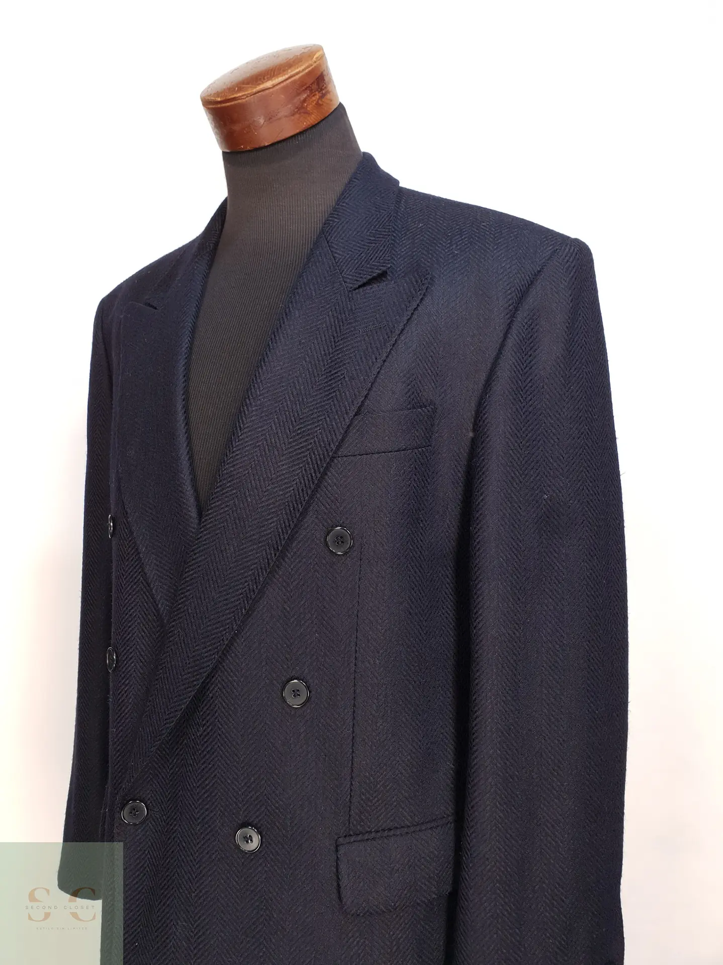 Blazer Cruzado en Paño Espiga Azul Marino Roy Robson Talla LXL 6