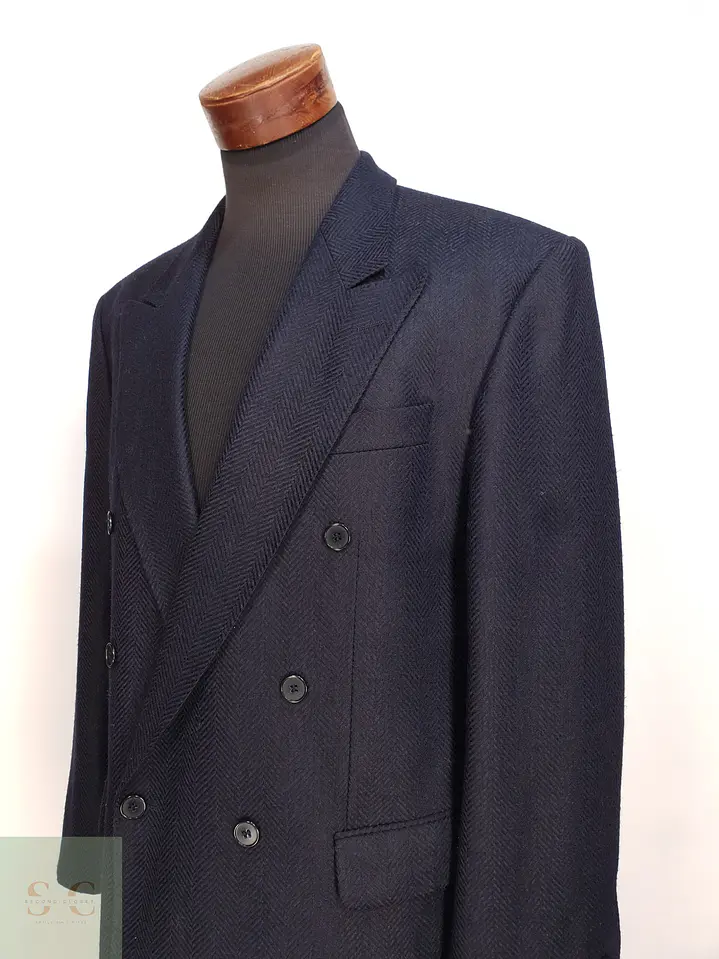 Blazer Cruzado en Paño Espiga Azul Marino Roy Robson Talla LXL 6