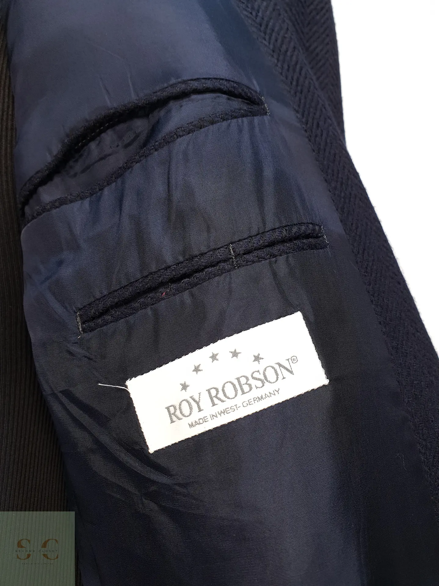 Blazer Cruzado en Paño Espiga Azul Marino Roy Robson Talla LXL 7