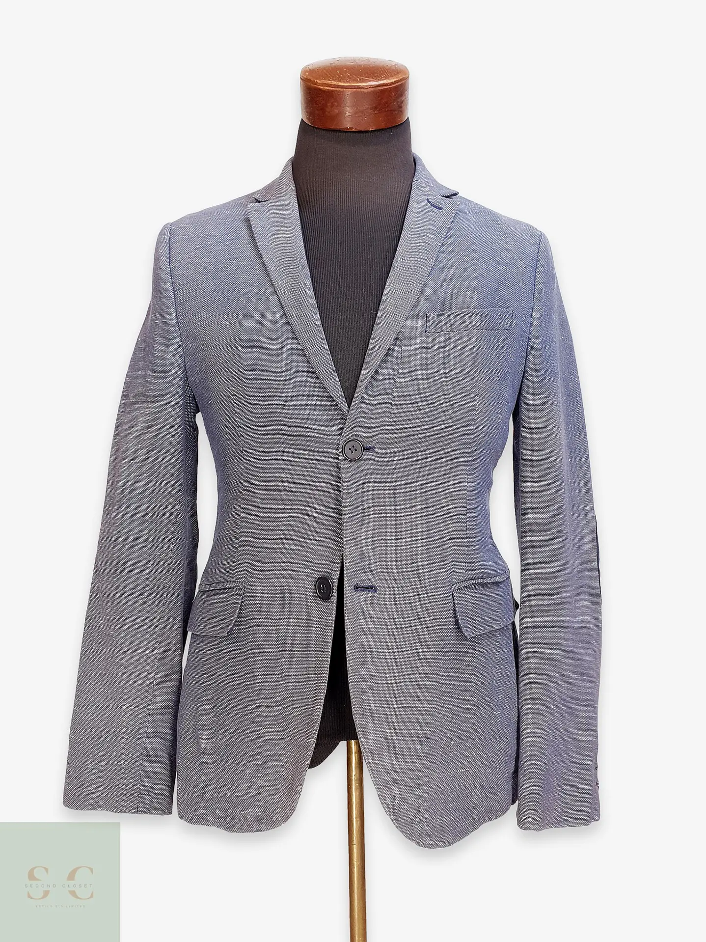 Blazer Texturizado de Algodón y Lino Corte Slim Fit H&M Talla XS 1