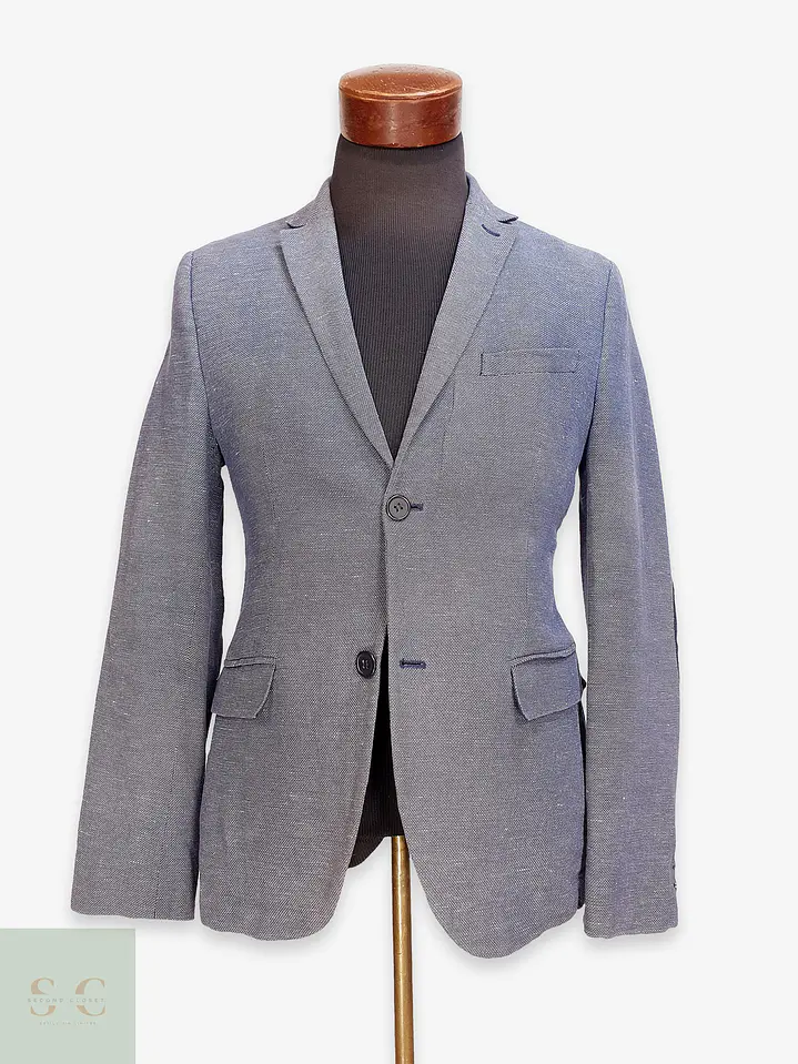 Blazer Texturizado de Algodón y Lino Corte Slim Fit H&M Talla XS 1