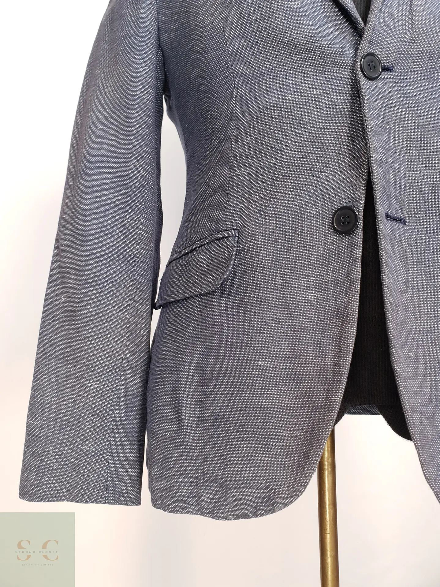Blazer Texturizado de Algodón y Lino Corte Slim Fit H&M Talla XS 2