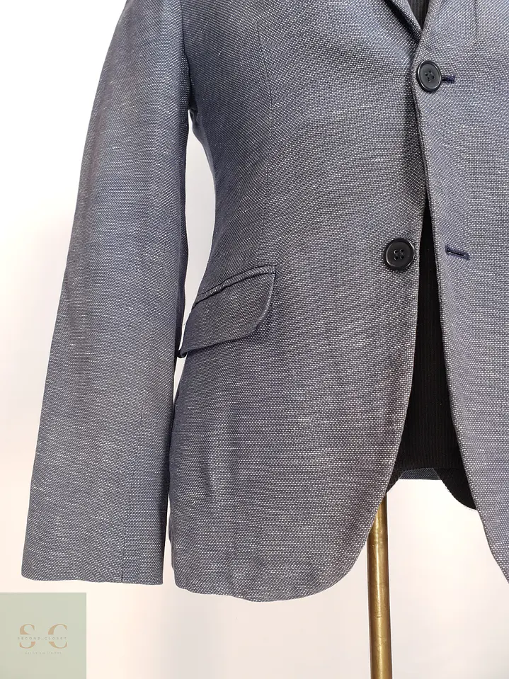 Blazer Texturizado de Algodón y Lino Corte Slim Fit H&M Talla XS 2