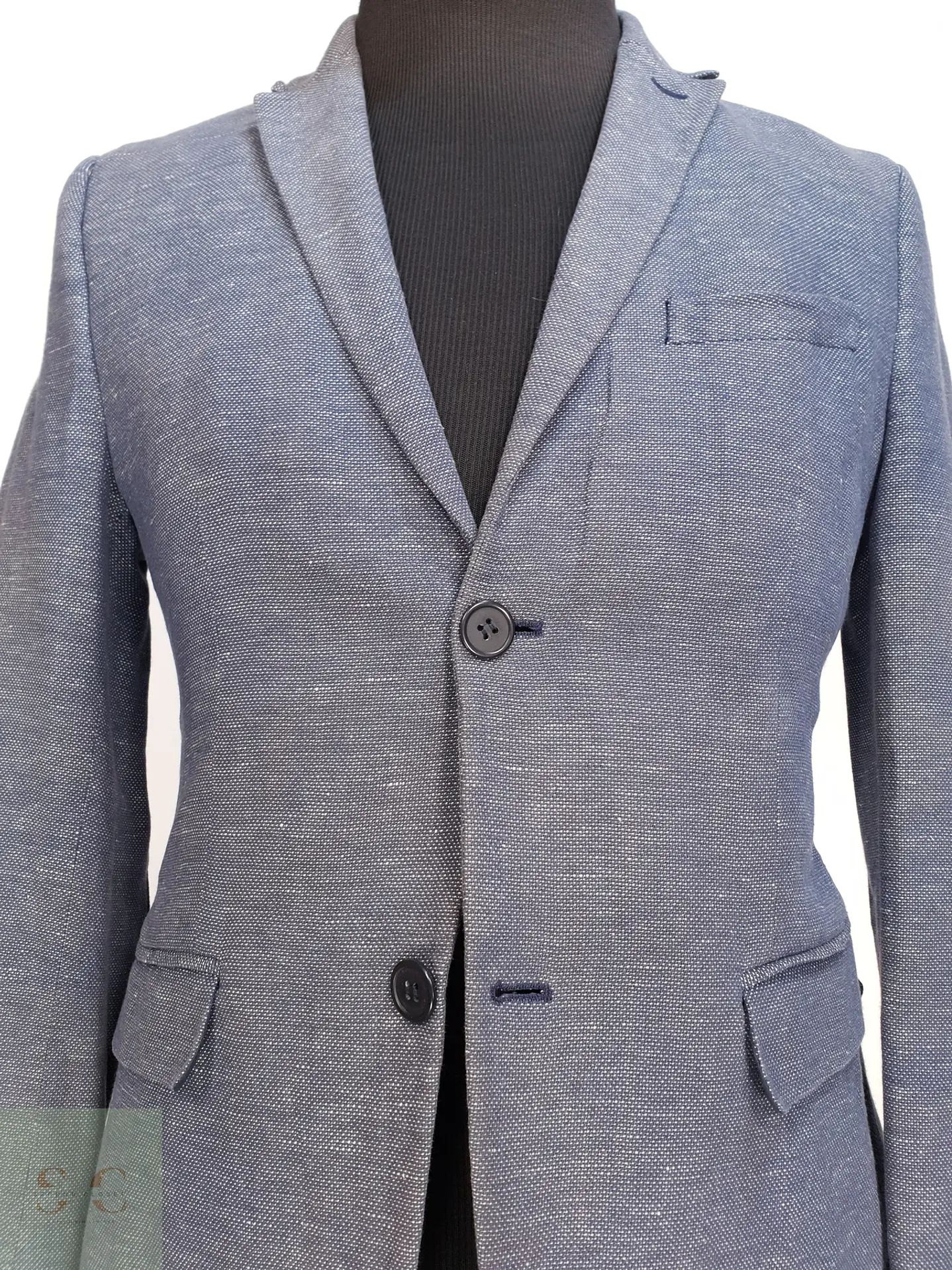 Blazer Texturizado de Algodón y Lino Corte Slim Fit H&M Talla XS 3