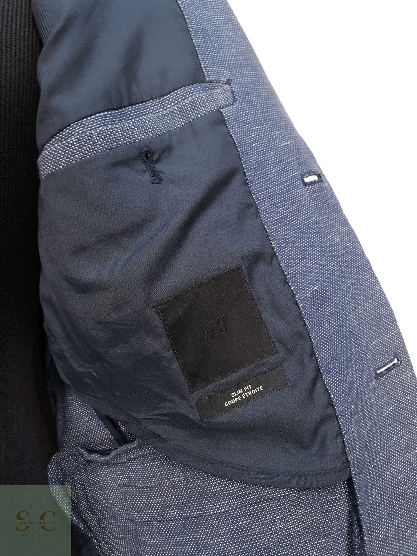 Blazer Texturizado de Algodón y Lino Corte Slim Fit H&M Talla XS 6