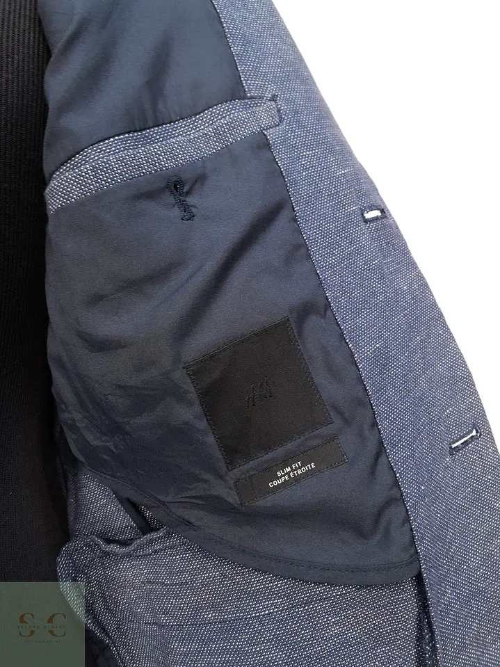 Blazer Texturizado de Algodón y Lino Corte Slim Fit H&M Talla XS 6