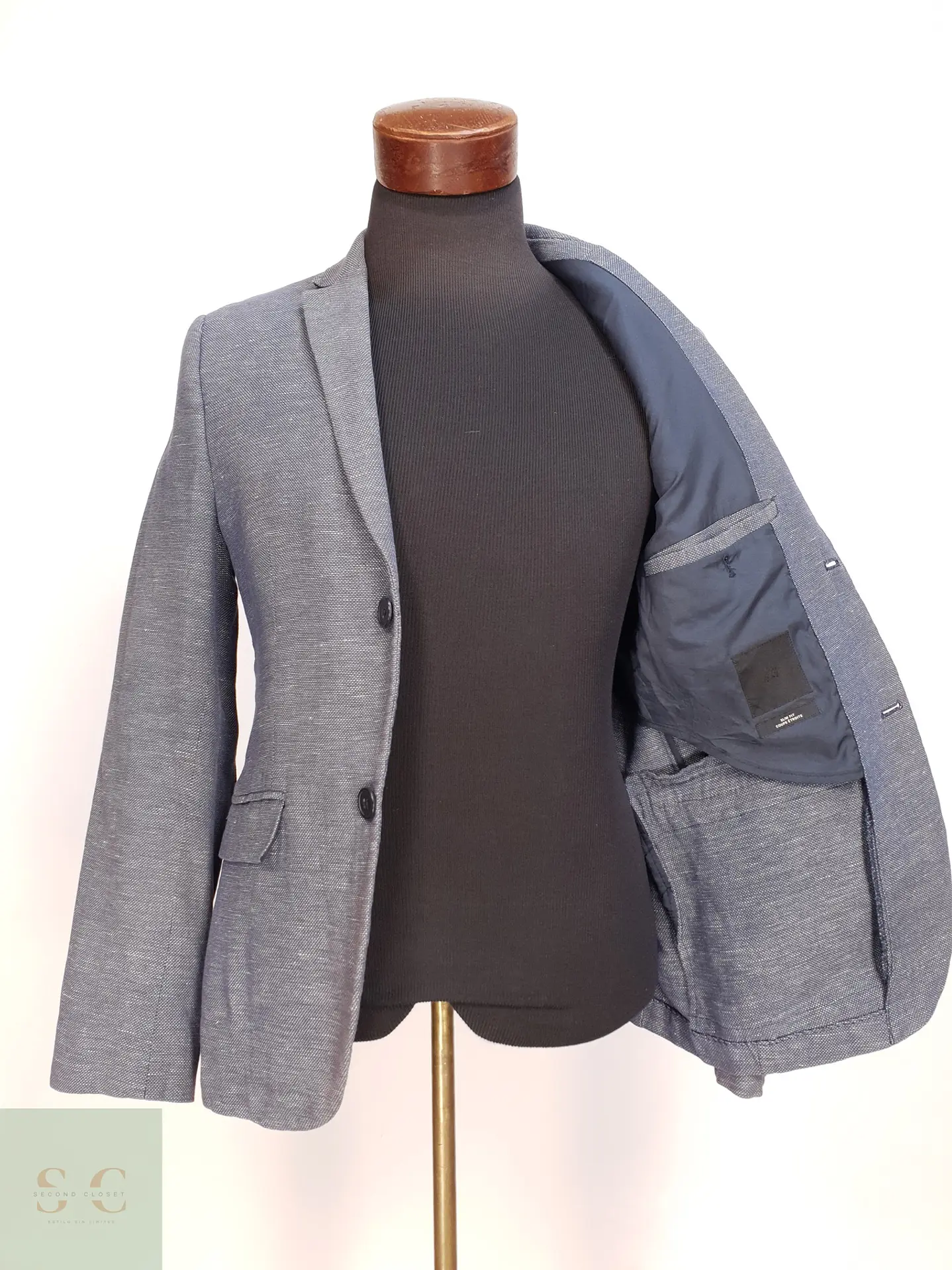 Blazer Texturizado de Algodón y Lino Corte Slim Fit H&M Talla XS 7