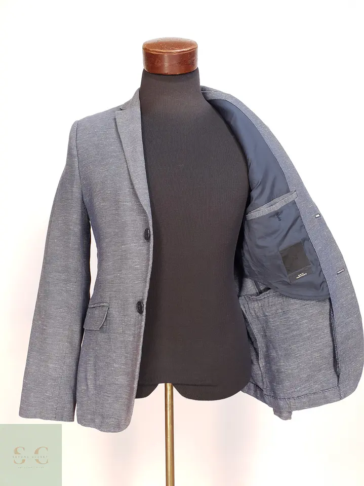 Blazer Texturizado de Algodón y Lino Corte Slim Fit H&M Talla XS 7