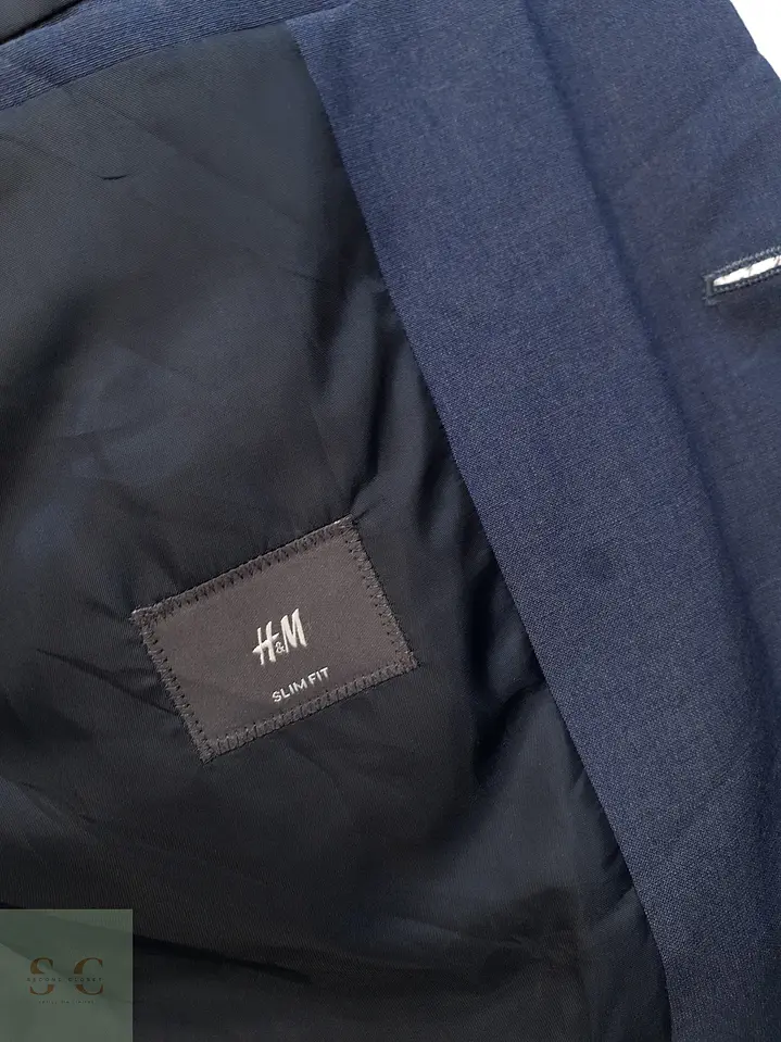 Blazer Moderno Corte Slim Fit Azul Acero H&M Talla ML 5