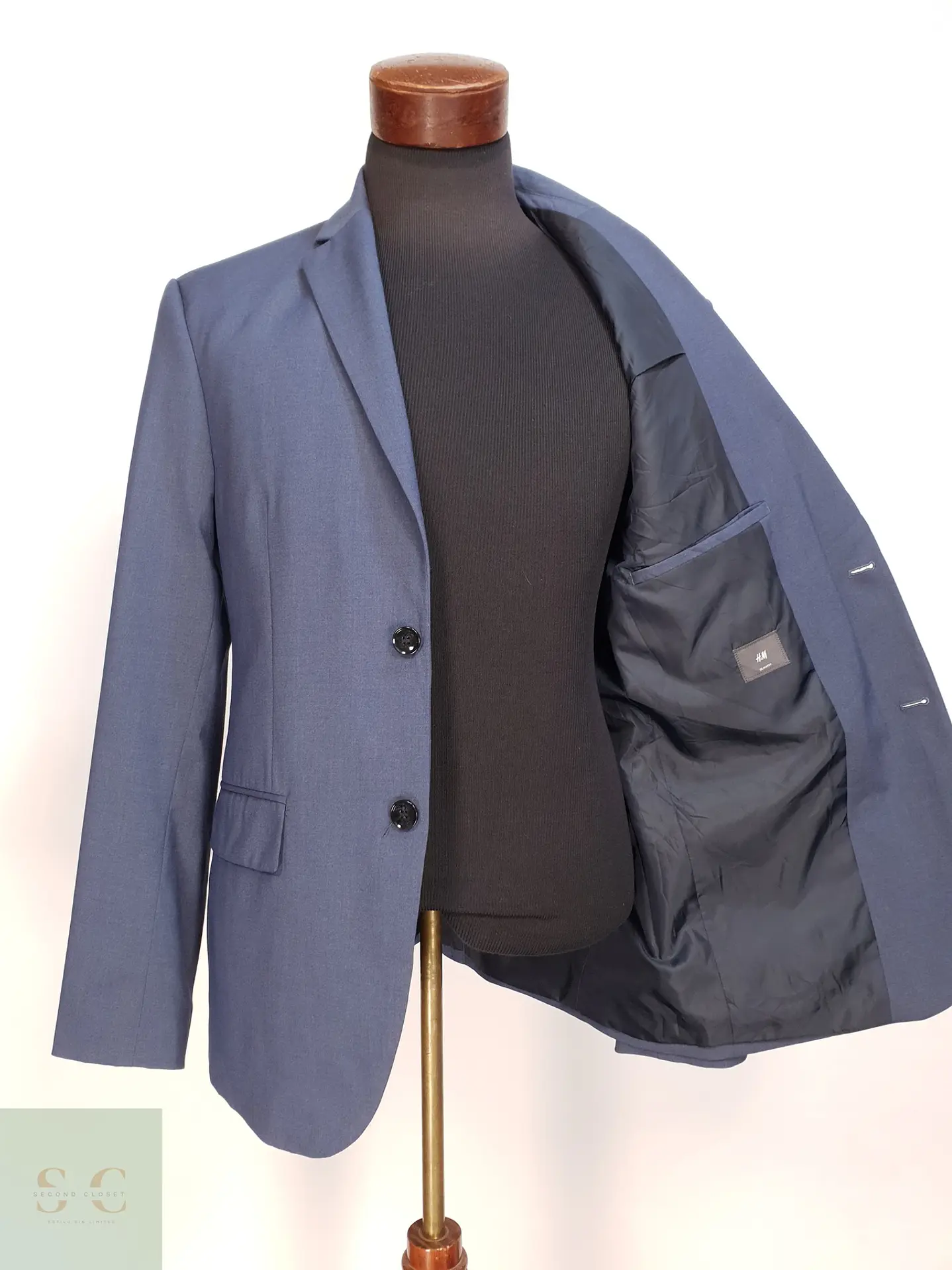 Blazer Moderno Corte Slim Fit Azul Acero H&M Talla ML 6