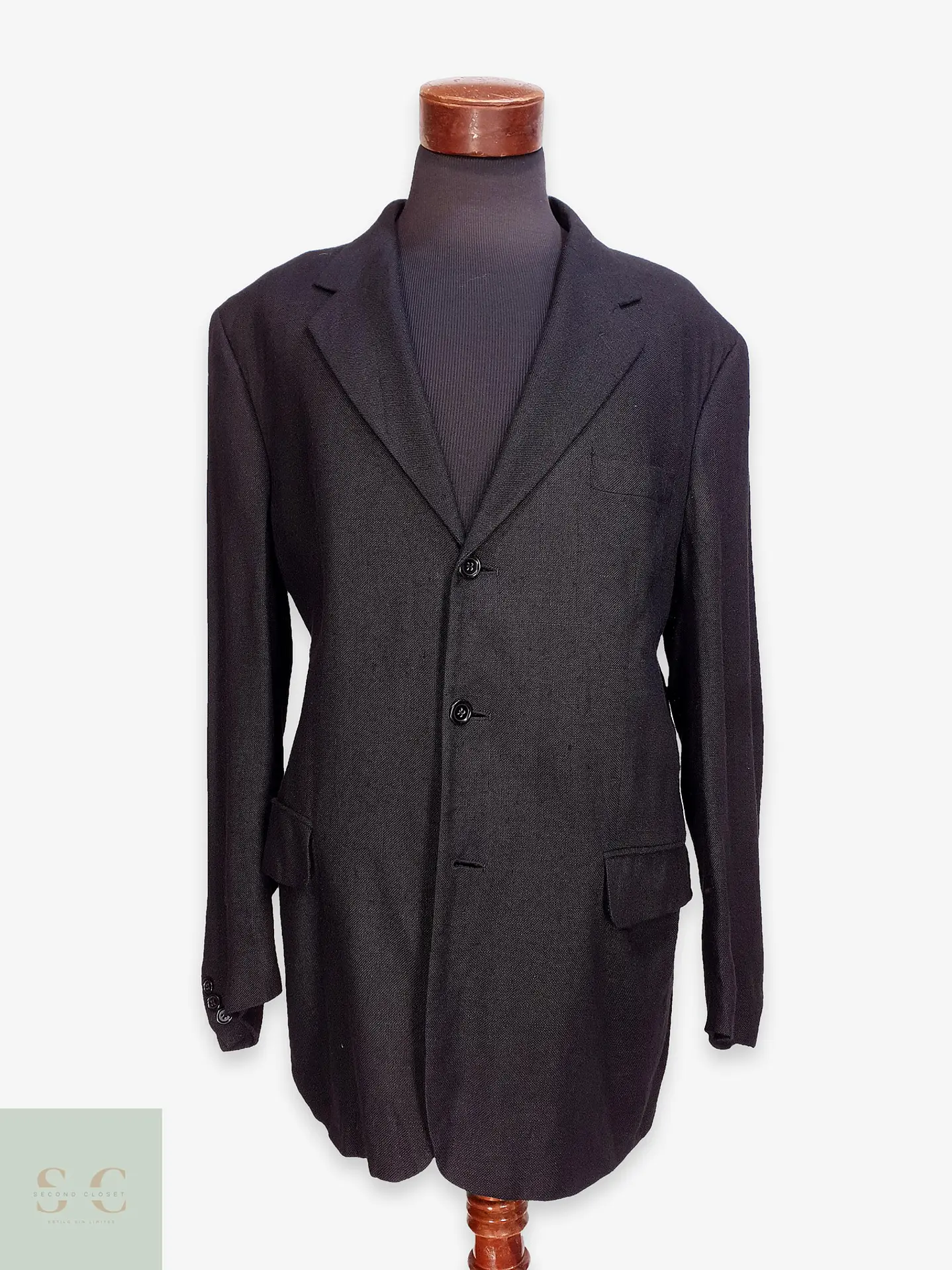 Blazer Estructurado en Mezcla de Viscosa y Lino Negro Henry Morell Talla XXL 1