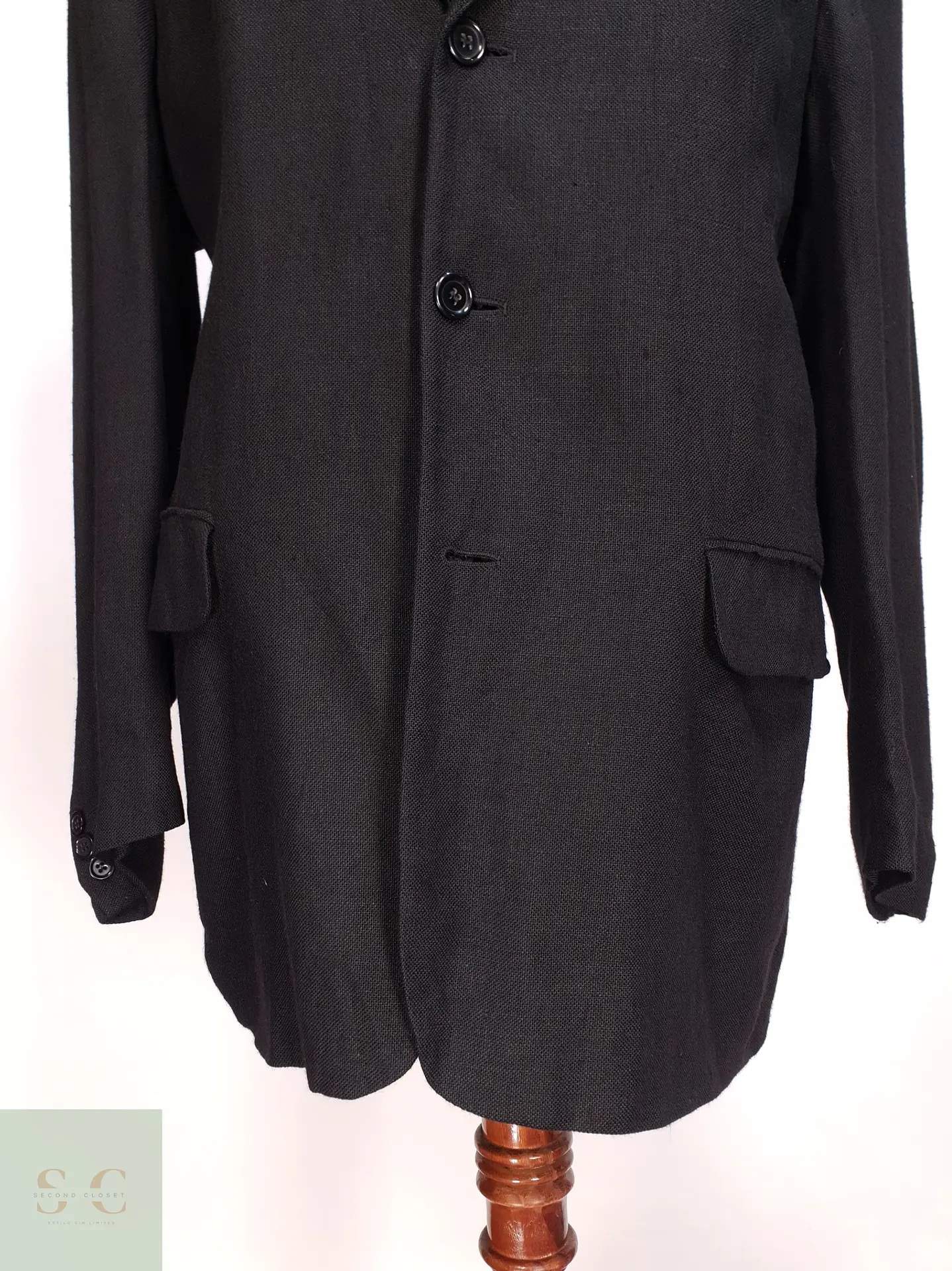 Blazer Estructurado en Mezcla de Viscosa y Lino Negro Henry Morell Talla XXL 2