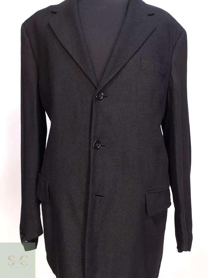 Blazer Estructurado en Mezcla de Viscosa y Lino Negro Henry Morell Talla XXL 3
