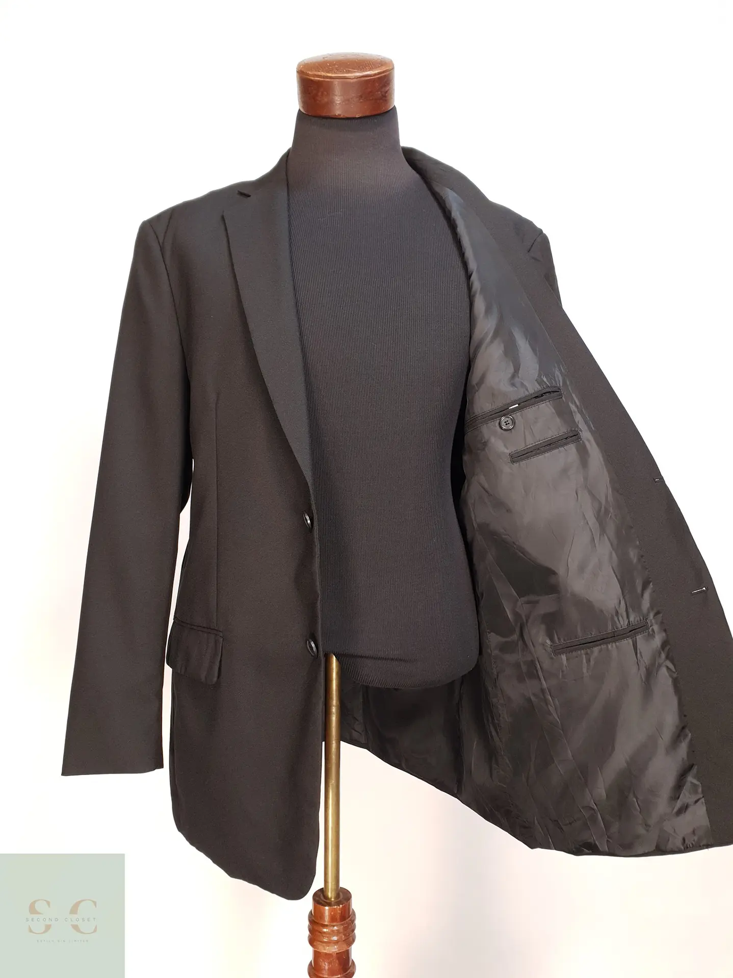 Blazer Negro Estructurado Solapa Muesca Mauro Ferrini Talla XL 6