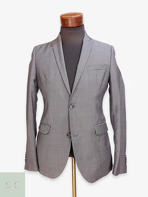 Blazer Slim Fit en Paño Micro-Texturado Gris Plomo CG Club of Gents Talla S