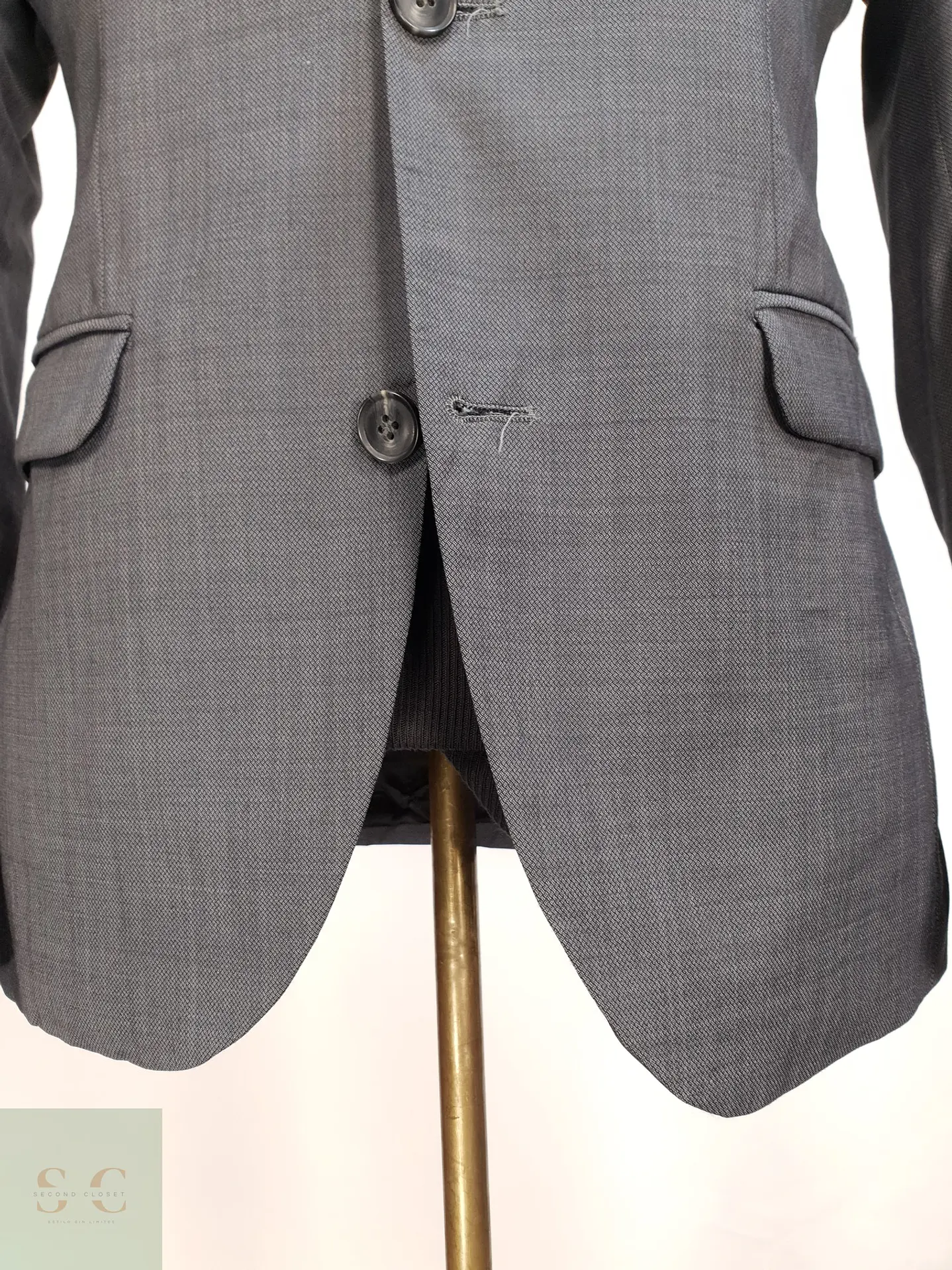Blazer Slim Fit en Paño Micro-Texturado Gris Plomo CG Club of Gents Talla S 3
