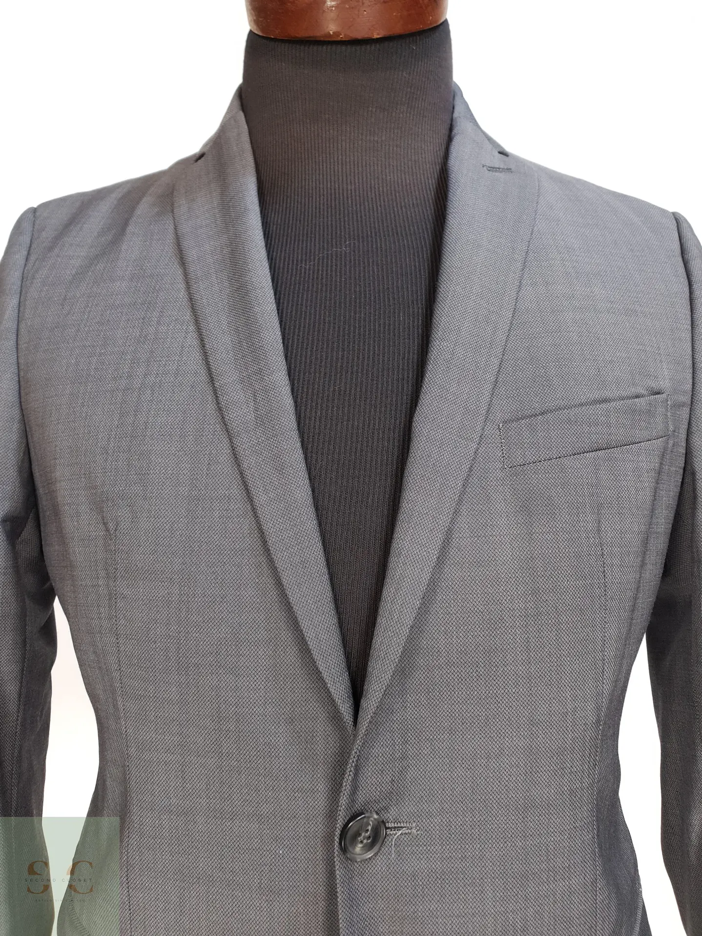 Blazer Slim Fit en Paño Micro-Texturado Gris Plomo CG Club of Gents Talla S 5