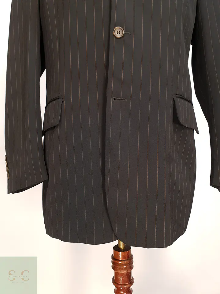 Blazer Estructurado de Raya Diplomática Naranja S.V.T. Talla XL 2