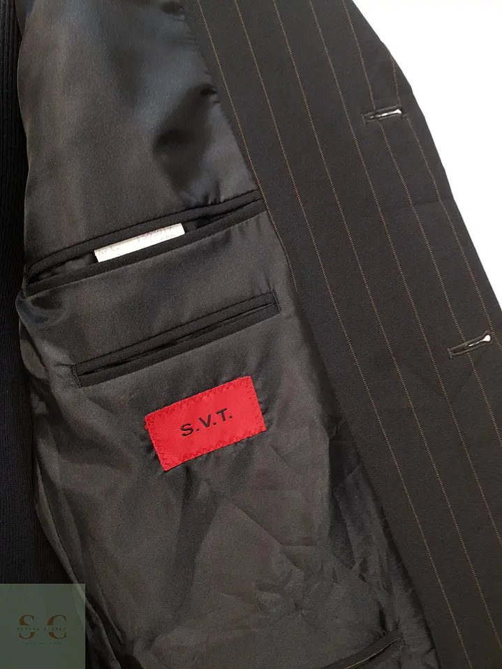 Blazer Estructurado de Raya Diplomática Naranja S.V.T. Talla XL 7
