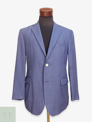 Blazer Texturizado en Mezcla de Lana Virgen y Lino Azul Sereno Bäumler Talla ML