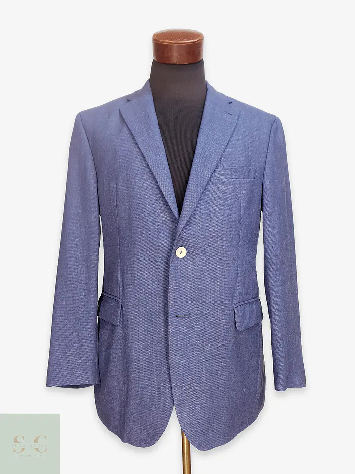 Blazer Texturizado en Mezcla de Lana Virgen y Lino Azul Sereno Bäumler Talla ML 1