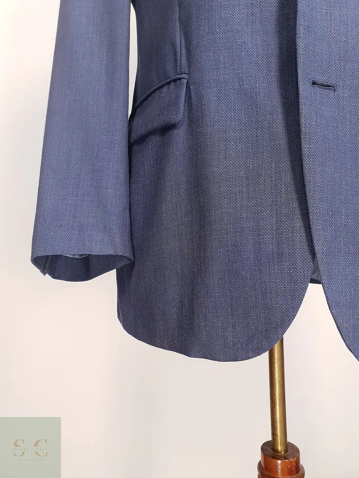 Blazer Texturizado en Mezcla de Lana Virgen y Lino Azul Sereno Bäumler Talla ML 2