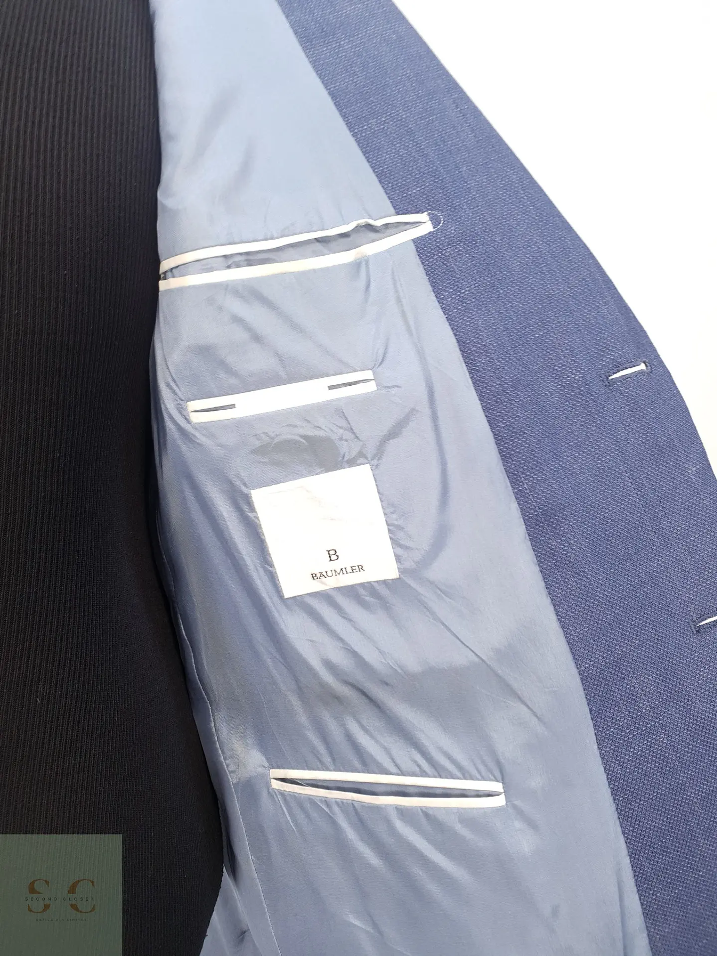 Blazer Texturizado en Mezcla de Lana Virgen y Lino Azul Sereno Bäumler Talla ML 5