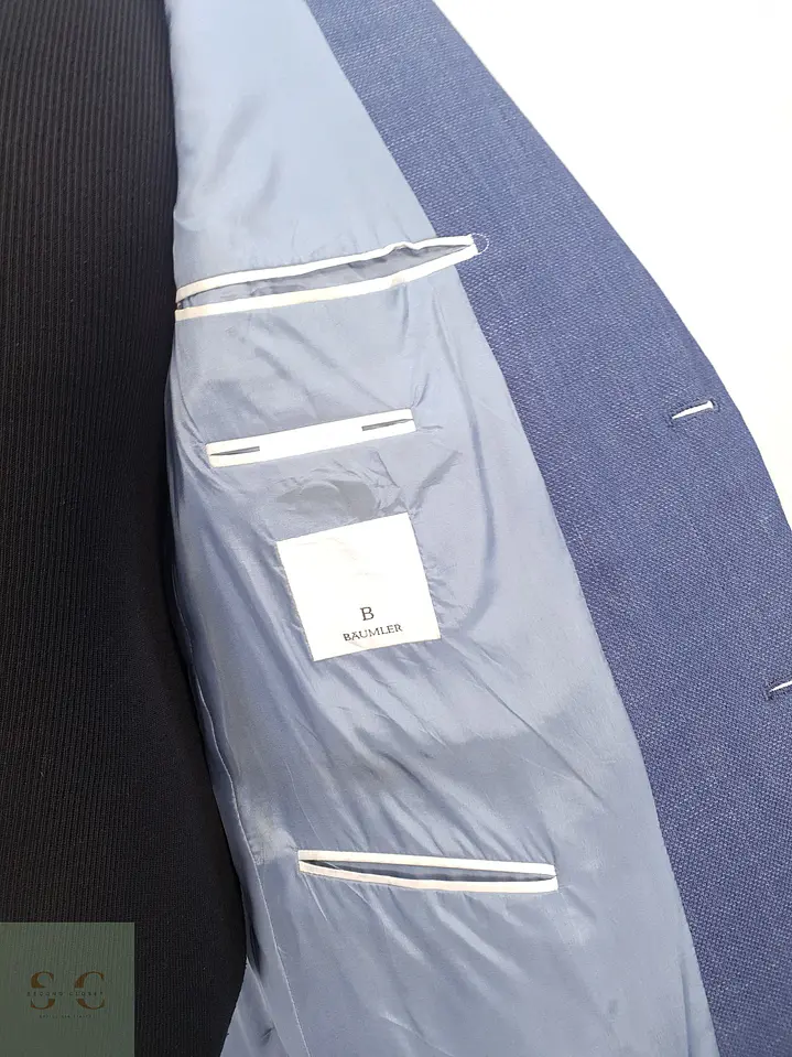 Blazer Texturizado en Mezcla de Lana Virgen y Lino Azul Sereno Bäumler Talla ML 5