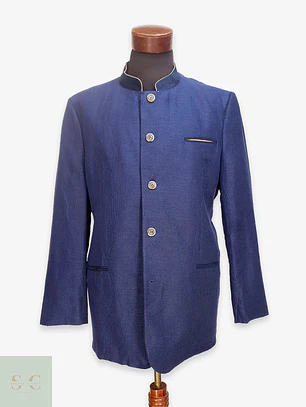 Chaqueta Sastrería de Cuello Mao en Mezcla de Lino y Algodón Walbusch Talla L