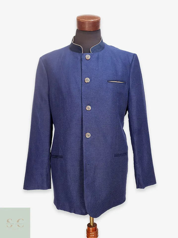 Chaqueta Sastrería de Cuello Mao en Mezcla de Lino y Algodón Walbusch Talla L 1